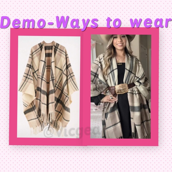 xxx Accessories - Boho Western Plaid Poncho. Super Soft and Versatile. Beautifully crafted. OSFM